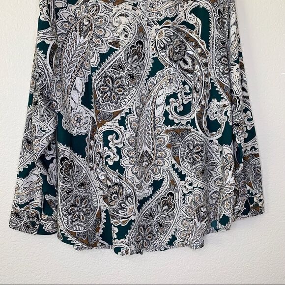 Chico’s Size Large Paisley Ruffled Front Button Down Top, Sz Large - Picture 6 of 11